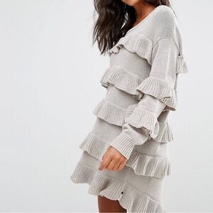 New One x One‎ Teaspoon Beige Eldorado Frill Sweater Dress Size XS